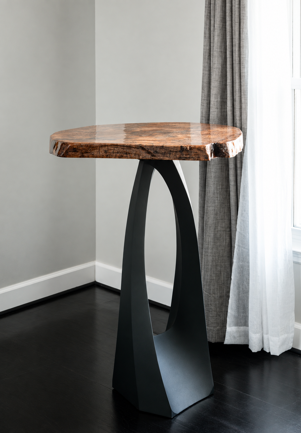 Sculptural Live -Edge Maple Tree High Top Table