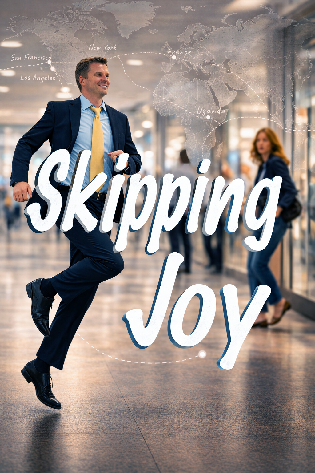 Skipping Joy poster: Skipping Joy documentary film poster featuring Tim Leuzarder skipping through an airport.