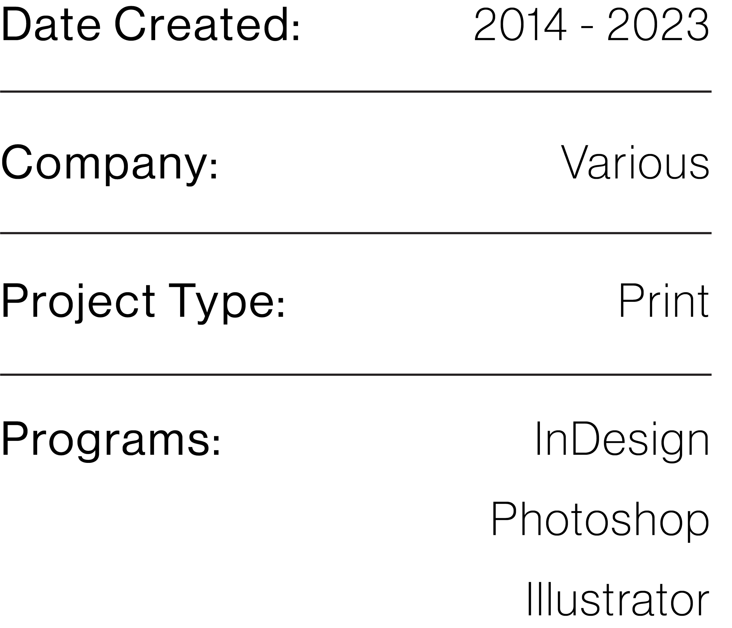 A black and white graphical presentation with text indicating project details, including creation date, company, project type, and illustration, with the text arranged in a structured manner.