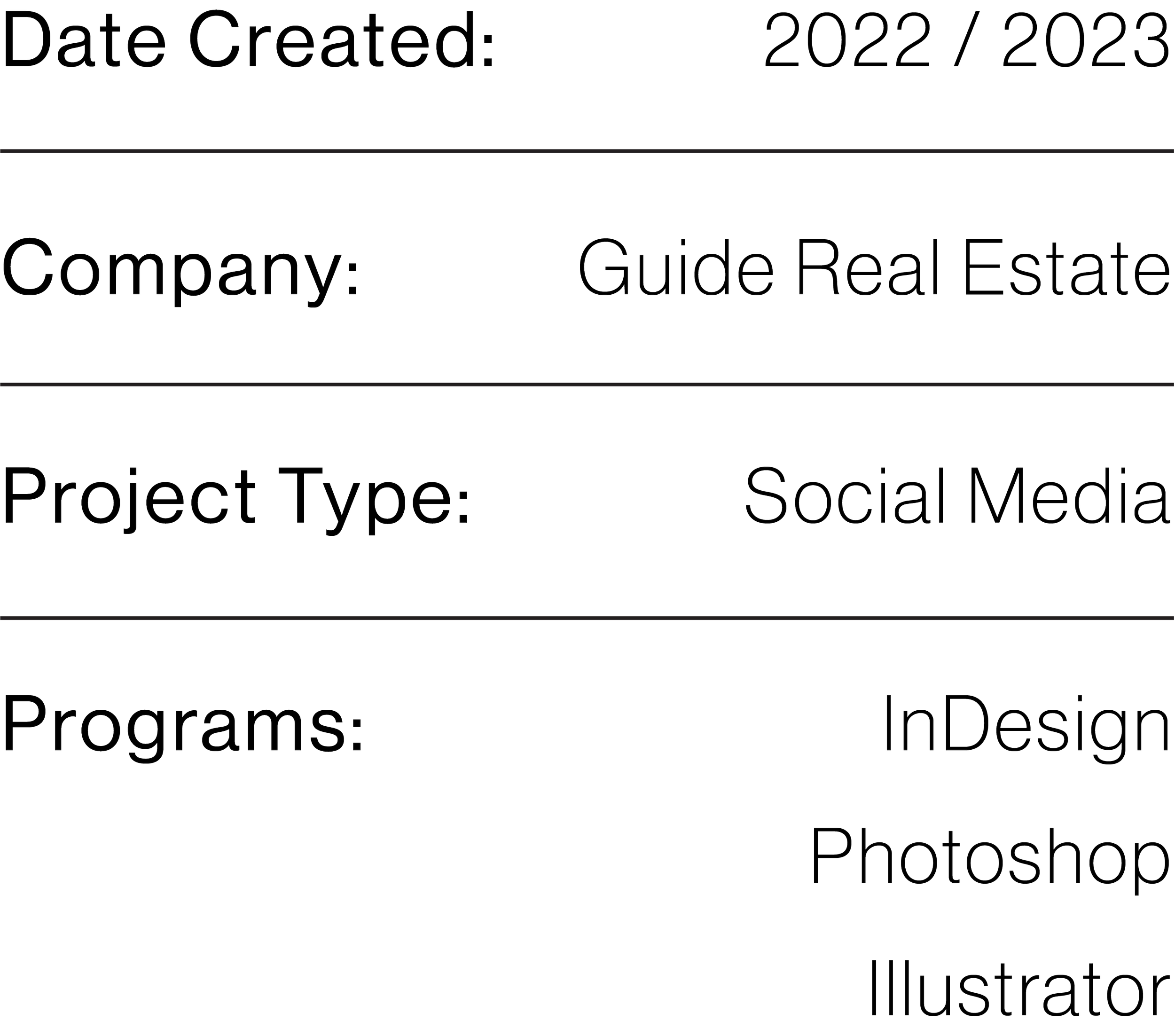 Placeholder image for design template, showing fields for date created, company, project type, and description.