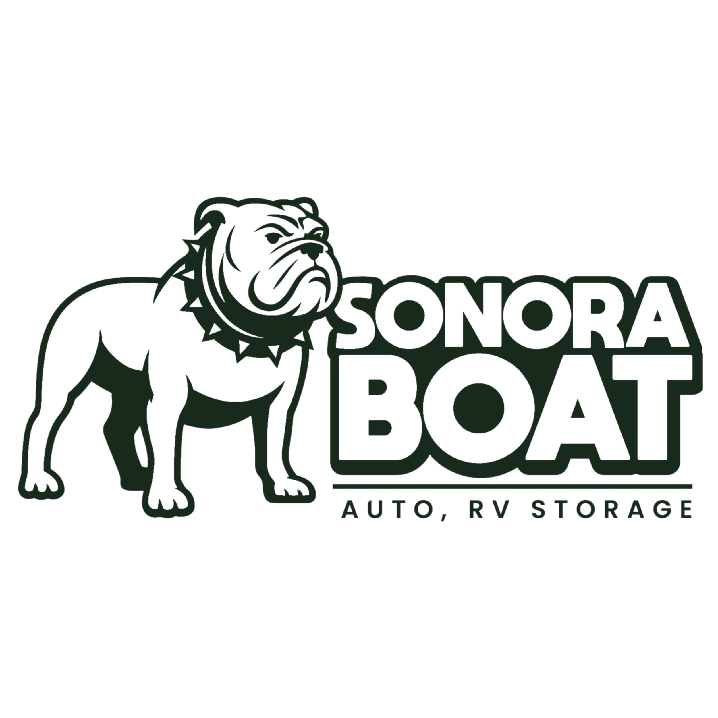 Black logo with a stylized dog and the words "Sonomar Auto, RV Storage" in green.