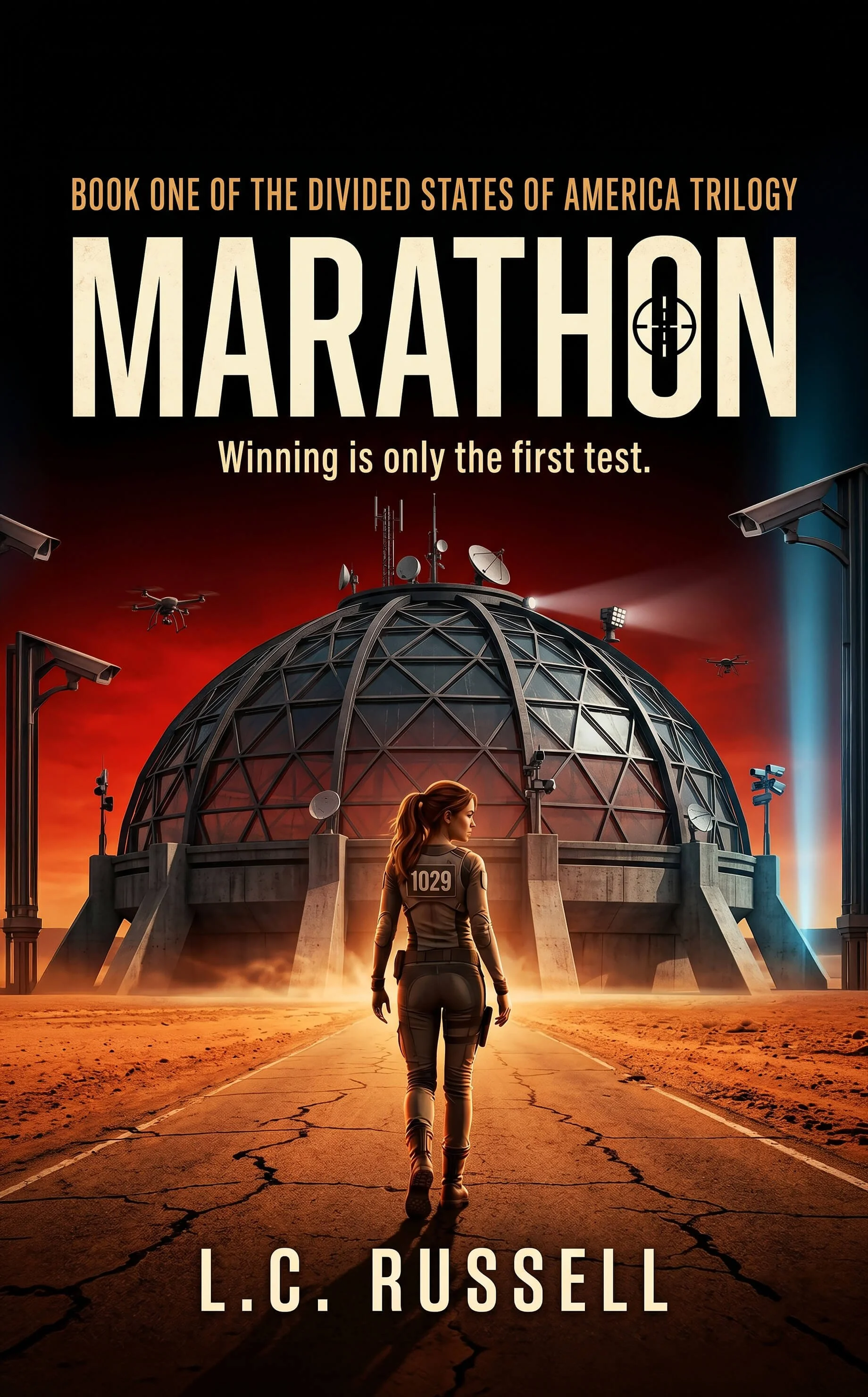 Marathon book cover, Book One of The Divided States of America trilogy by L.C. Russell