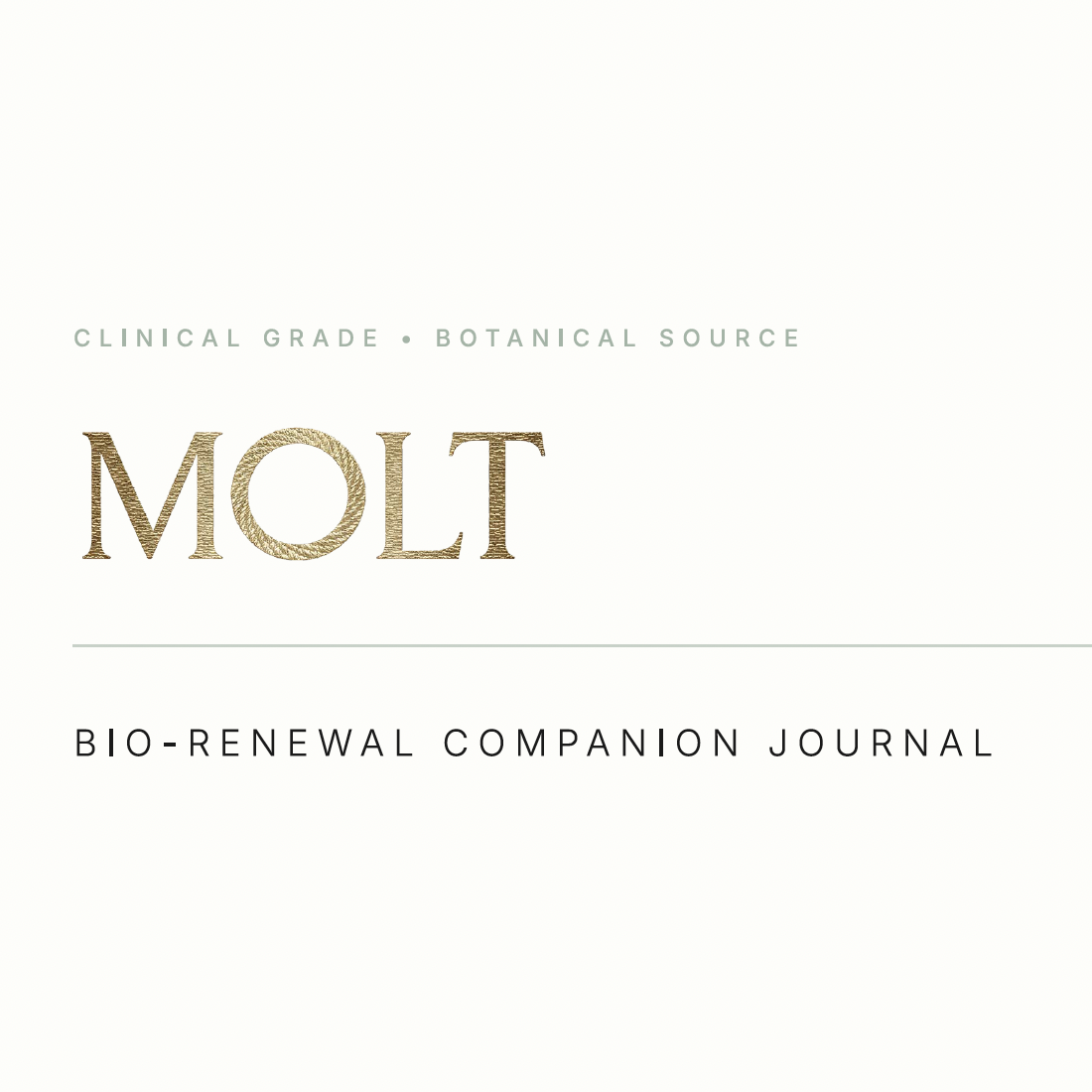 Cover of MOLT's bio-renewal journal with green and gold text on a white background.