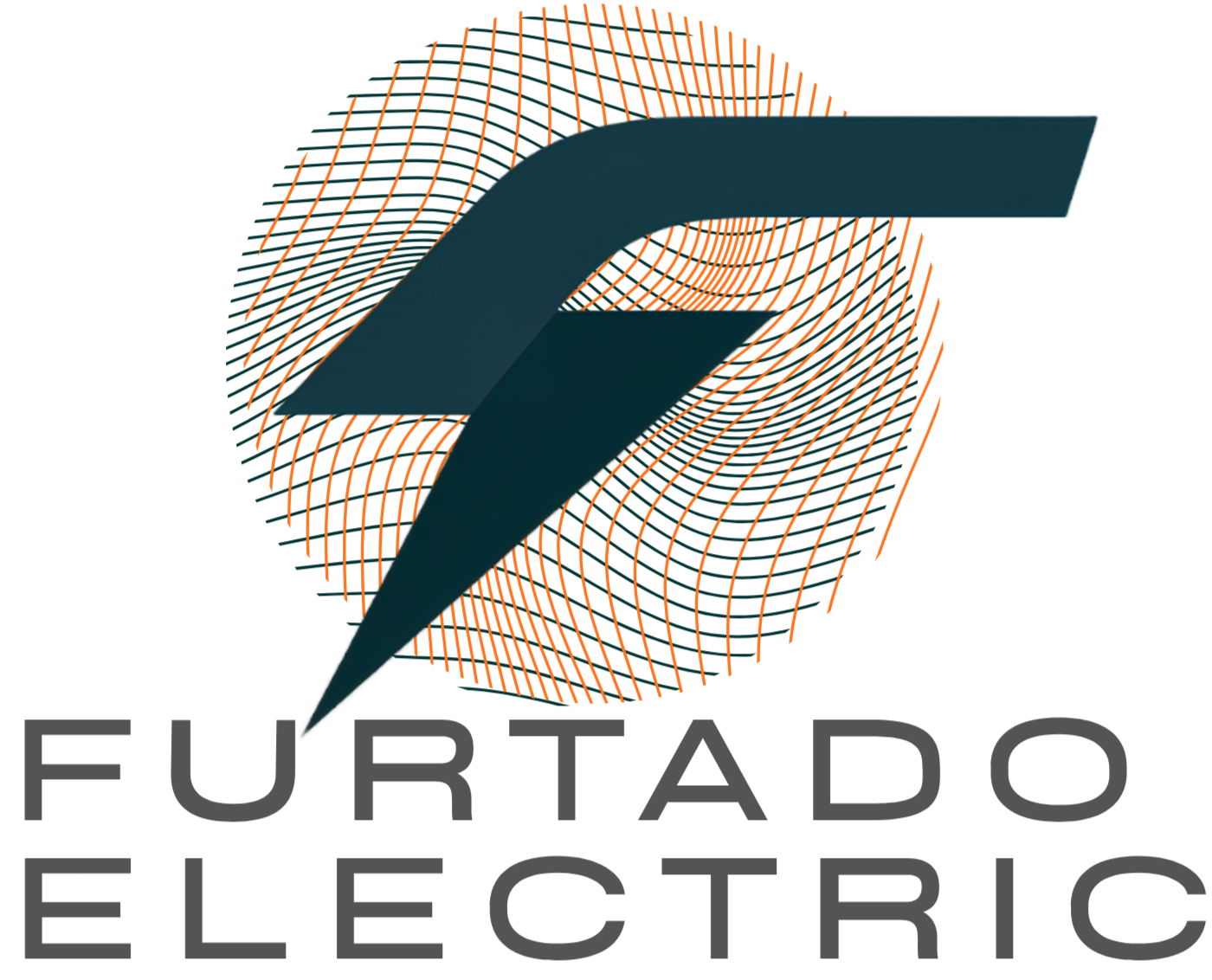 A logo featuring a stylized lightning bolt over a spherical grid with orange lines. The text 'Furtado Electric' is below in dark gray capital letters.
