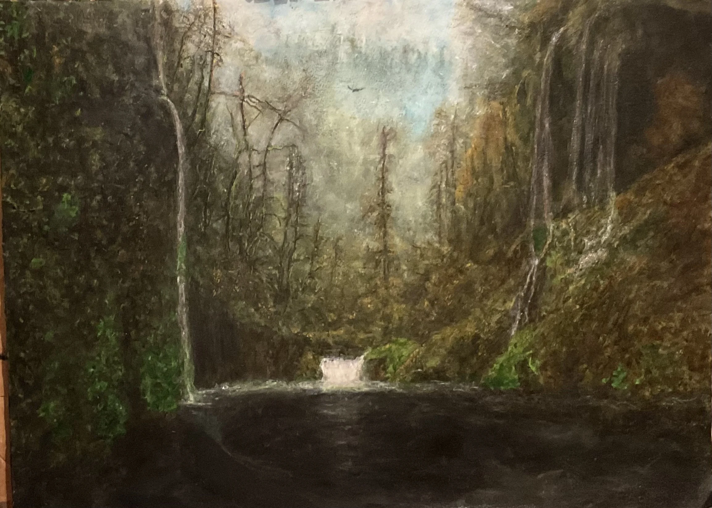Forest Waterfall Serenity Oil Painting