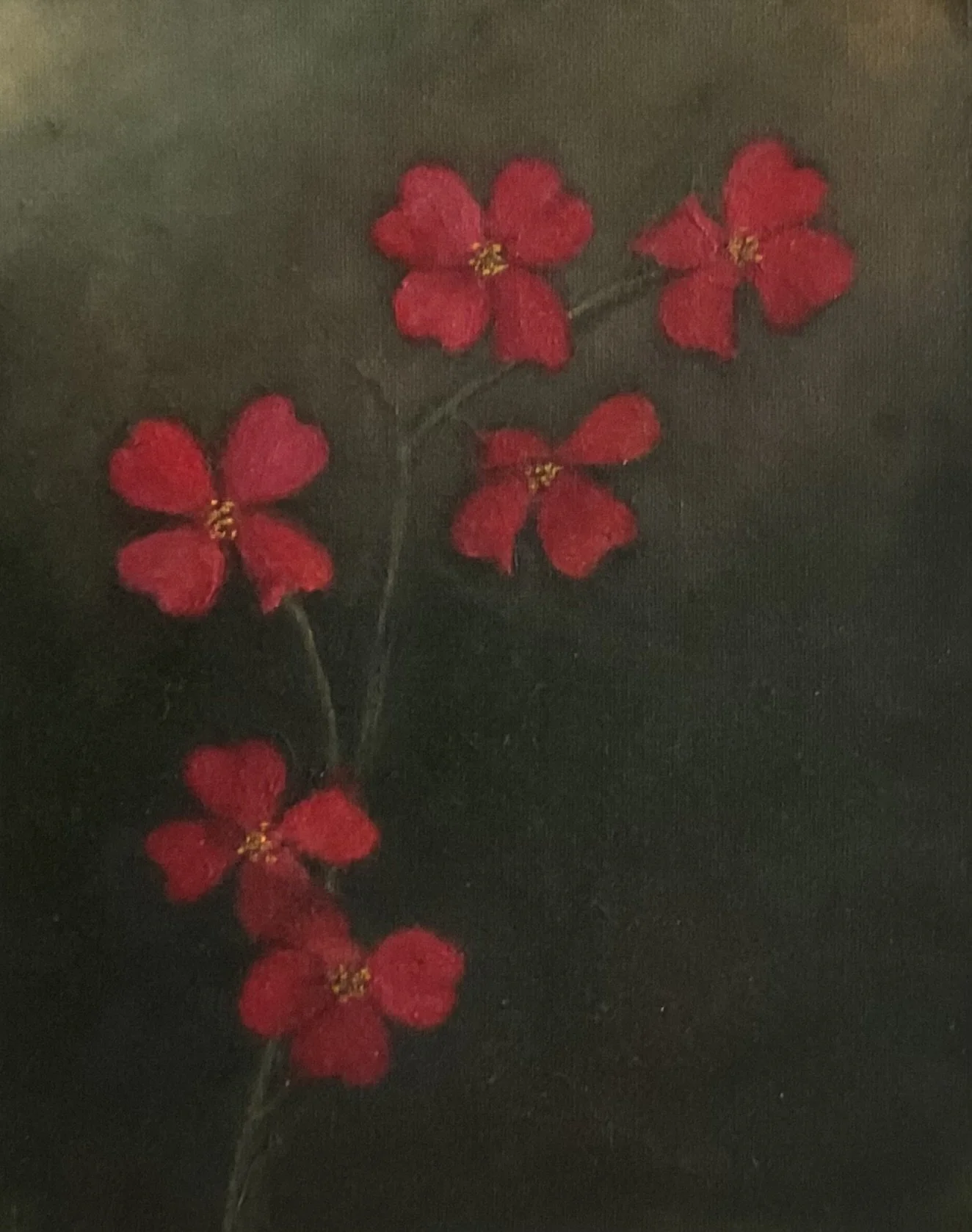 Red Floral Serenity Oil Painting