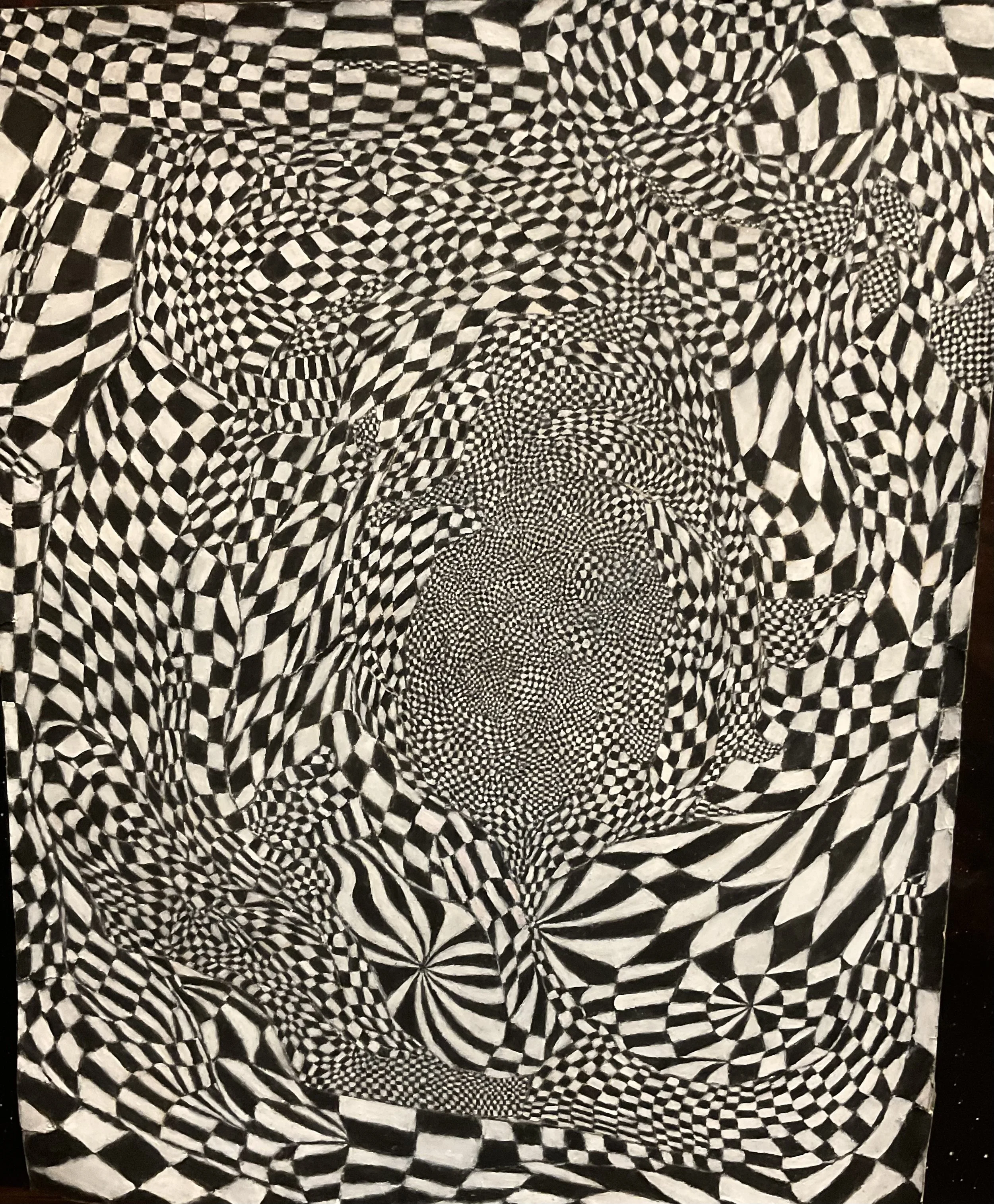 Mesmerizing Abstract Black and White Oil Painting