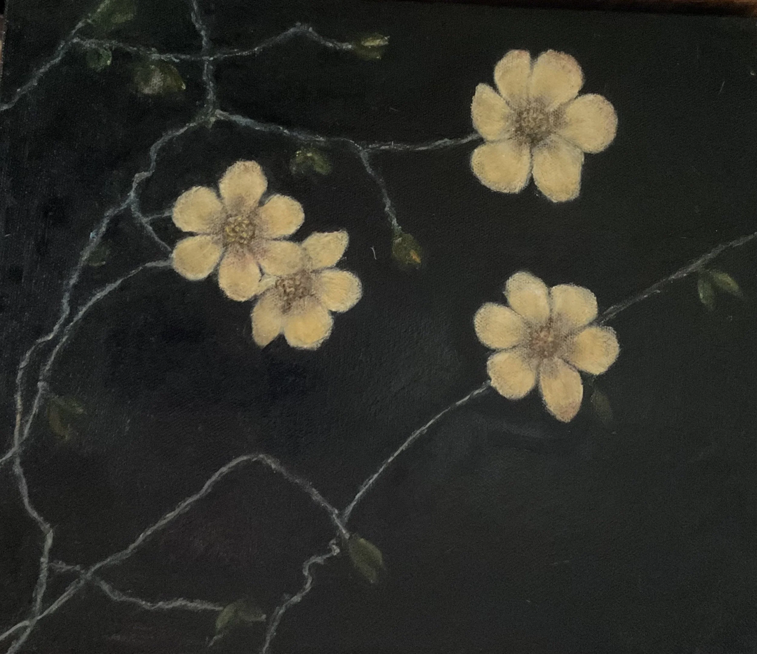 Serene Yellow Blossoms Oil Painting