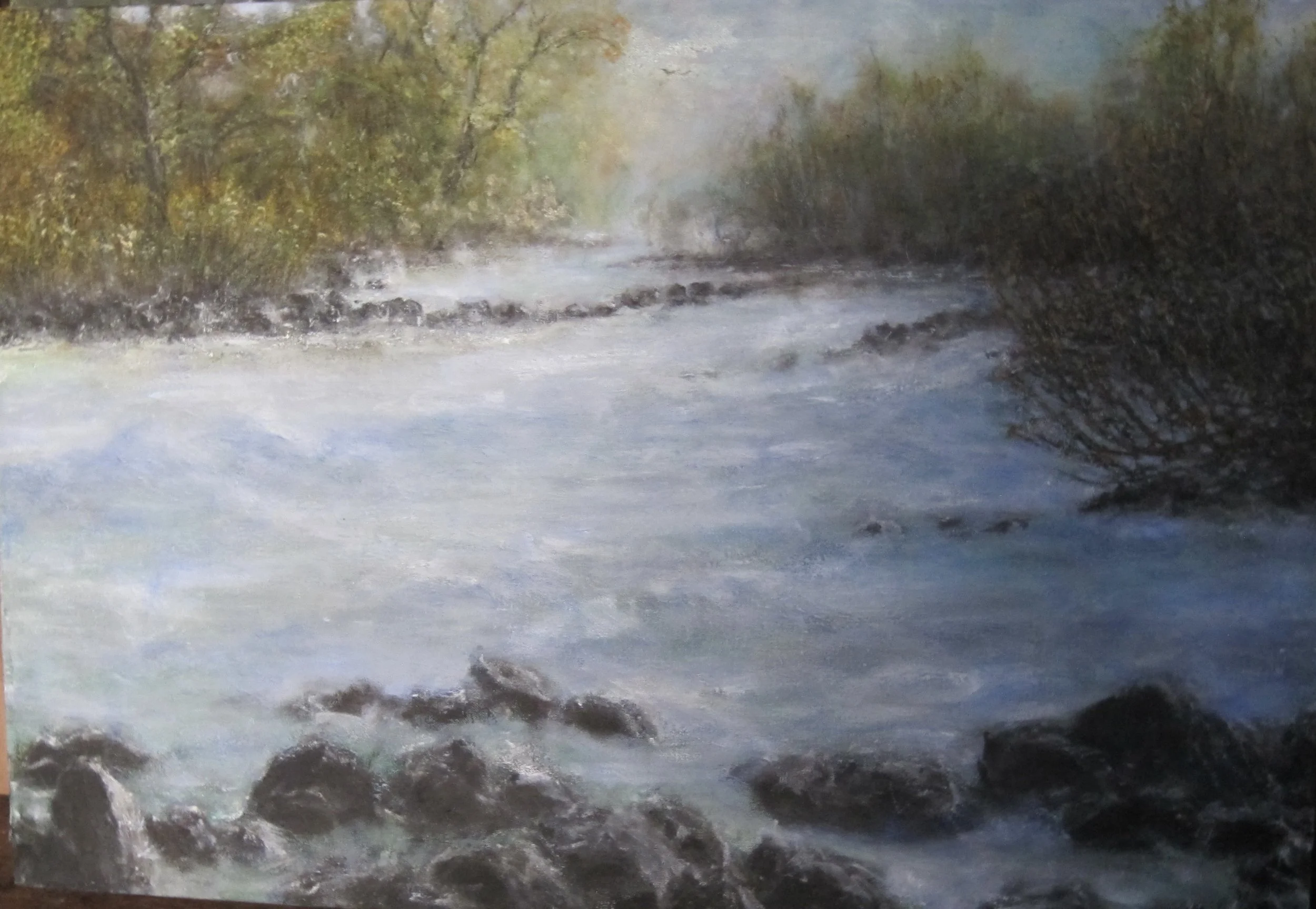 Serenity Riverside Oil Painting
