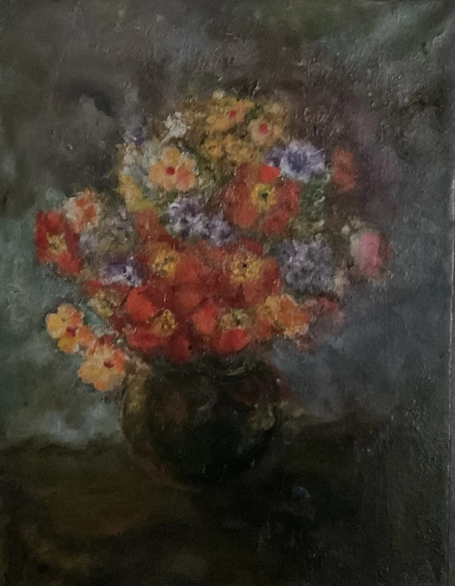 Timeless Floral Elegance: Hand-Painted Oil Masterpiece