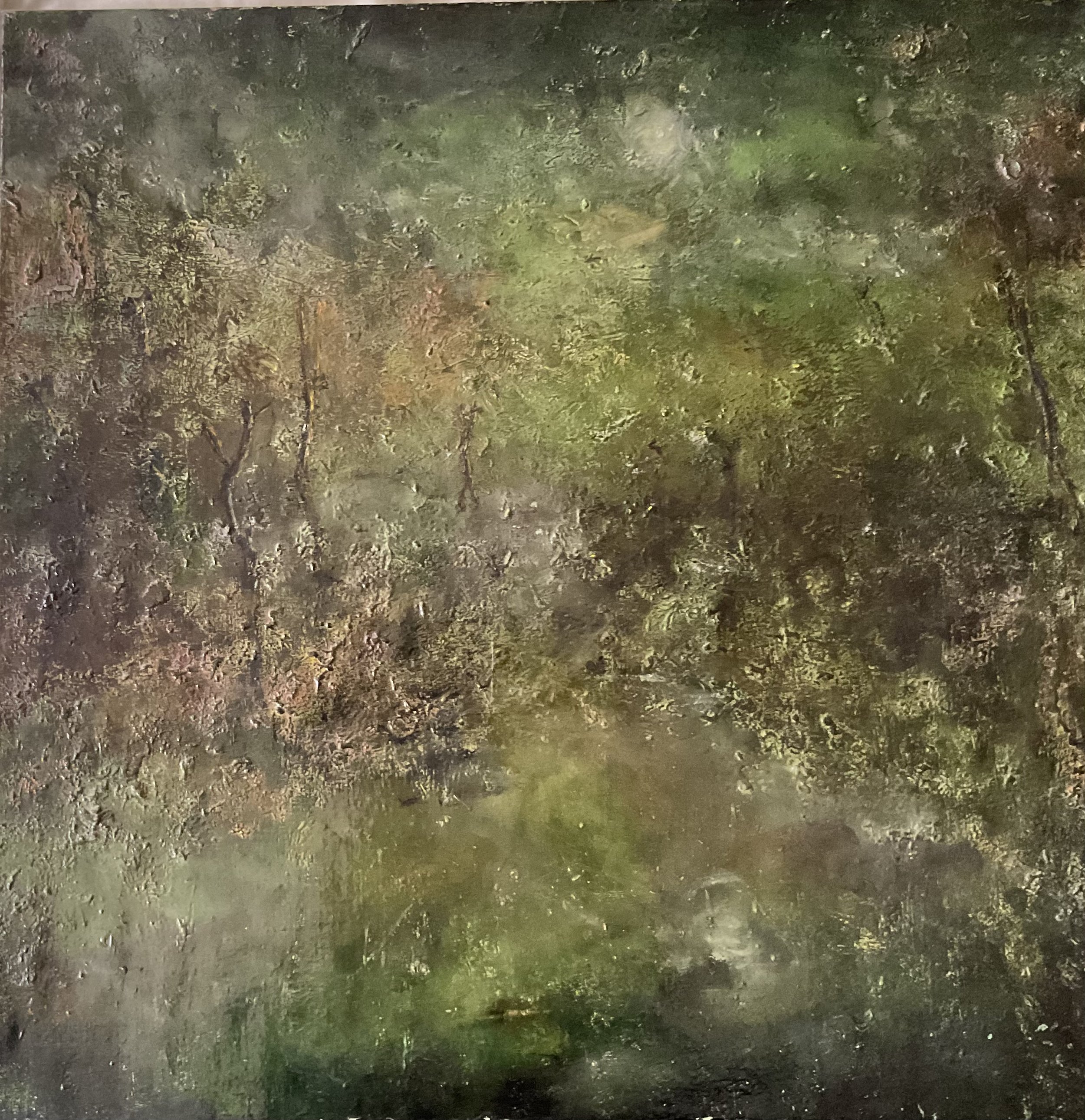 Tranquil Green Abstract Oil Painting