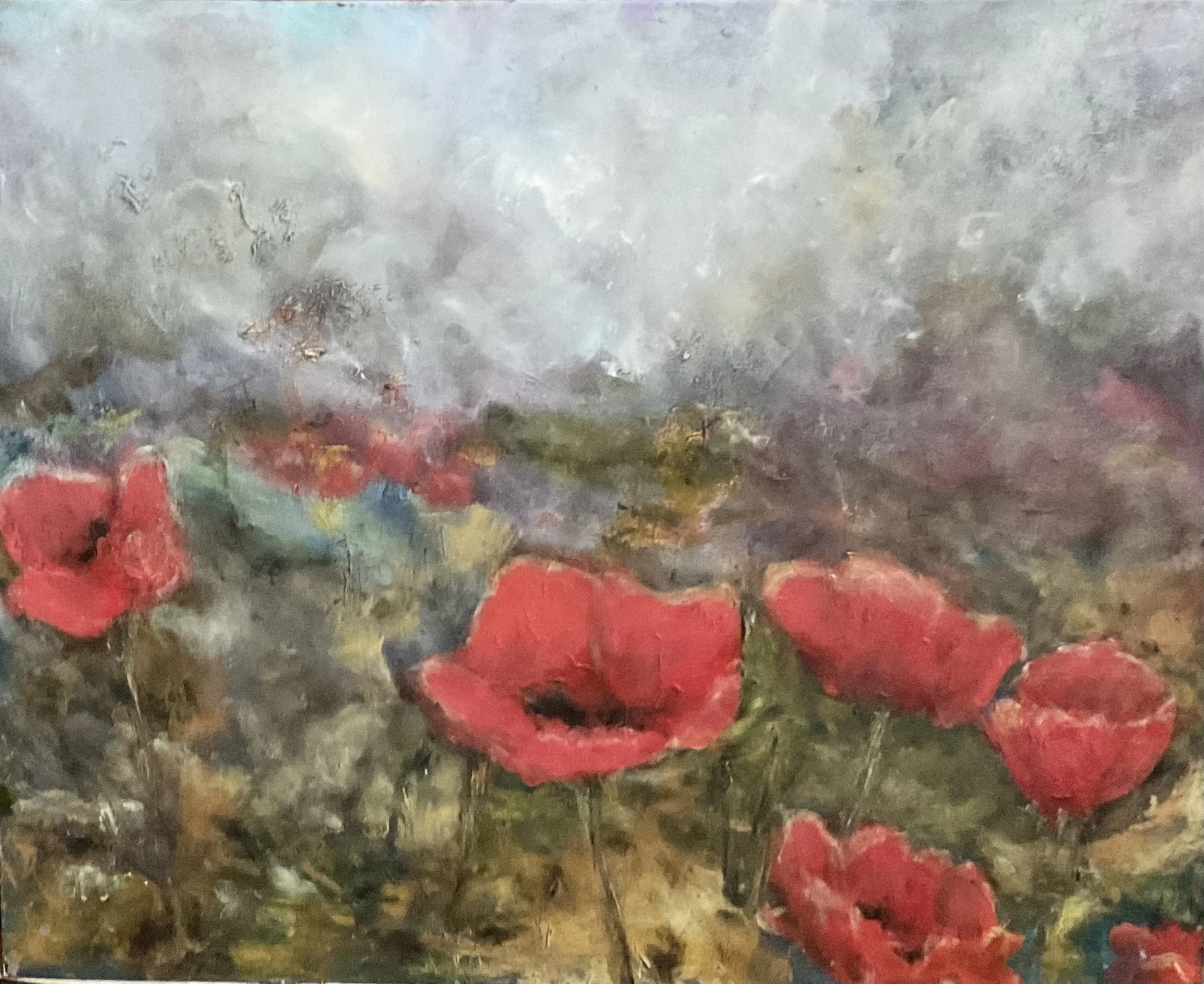 Ethereal Red Poppies Oil Painting