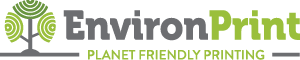 Logo for EnvironPrint with a green leaf icon and text 'EnvironPrint' in black and green.
