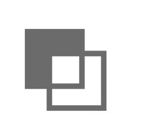 Two gray overlapping squares with smaller black squares inside