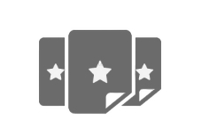 Graphic of three overlapping cards with star symbols on each card.