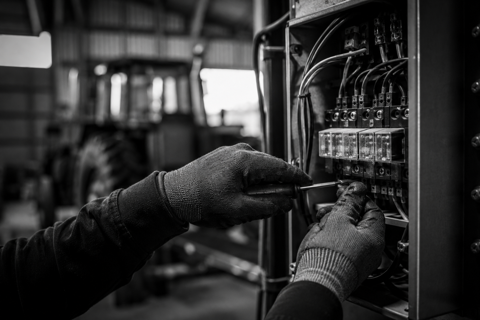 Electrical work on agricultural equipment