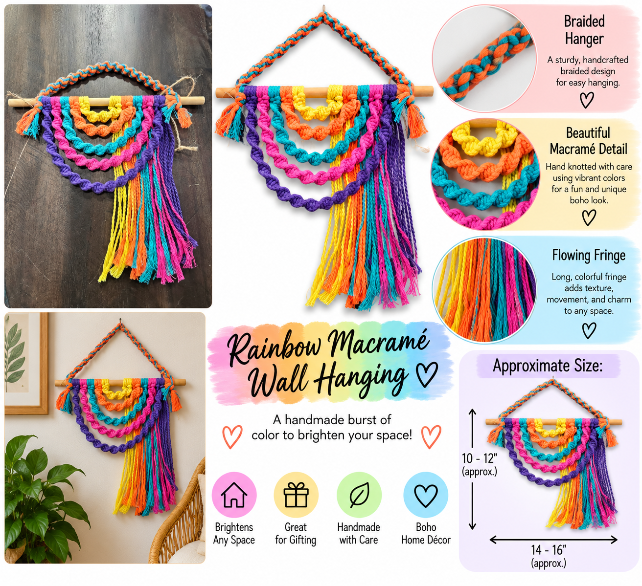 Rainbow Macramé Wall Hanging Collage.png