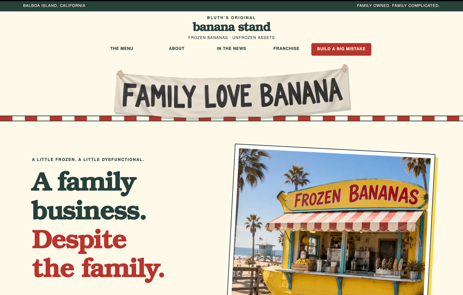 Home page of the Banana Stand sample site