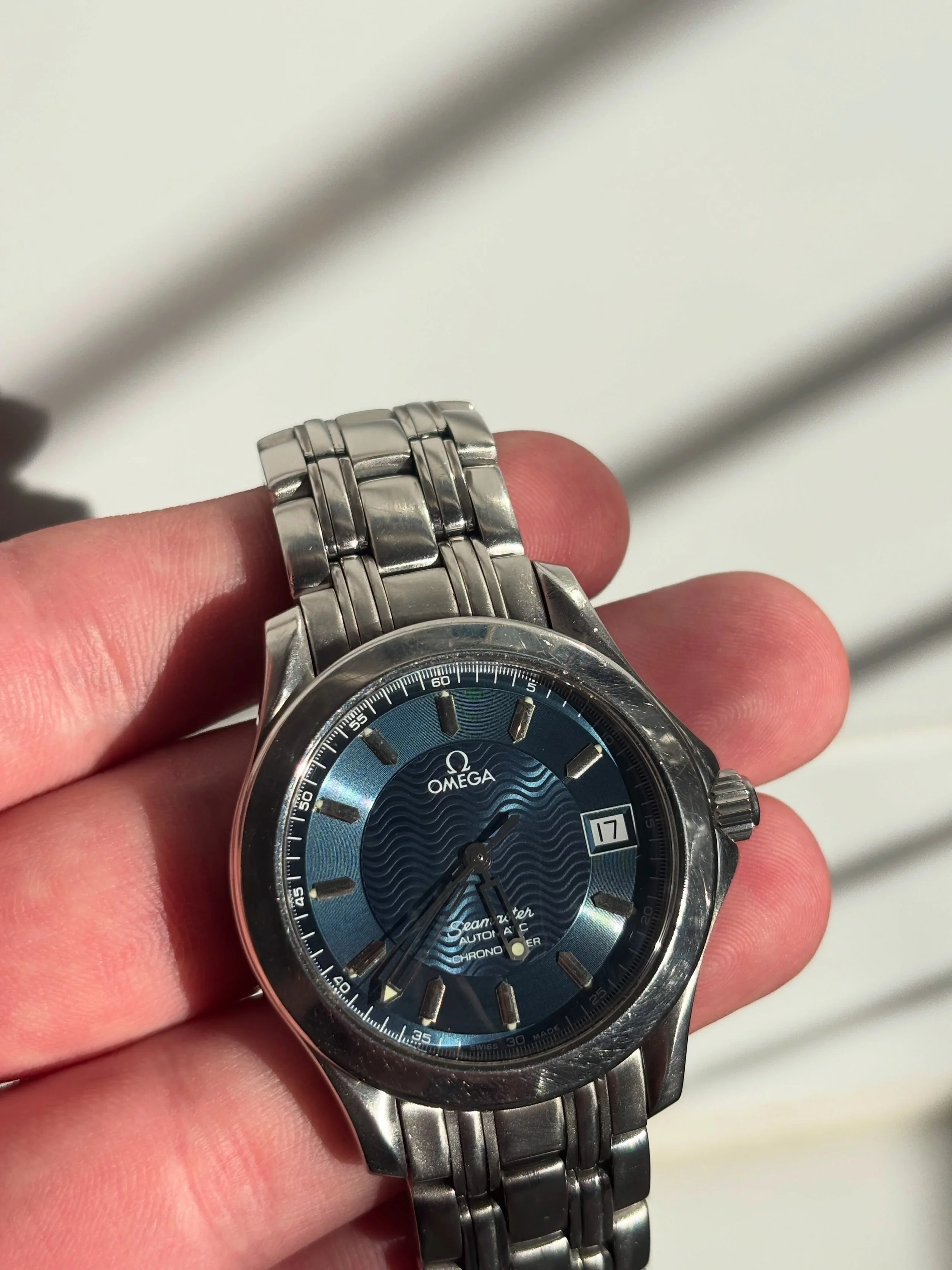 *FOR SALE* Omega Seamaster 120M Automatic Chronometer, ref 2511.81.00. Blue wave dial, 36mm stainless steel case, with sharp original edges throughout. Powered by the cal 1120 automatic chronometer movement. Based in canada and I can ship anywhere in