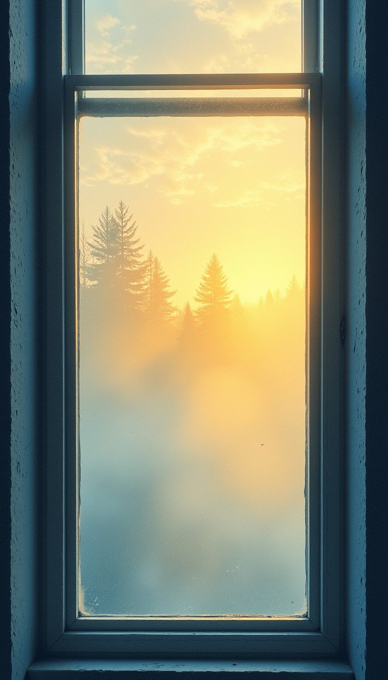 Morning stillness through a fogged window, the visual theme of Jonas Friel's author site