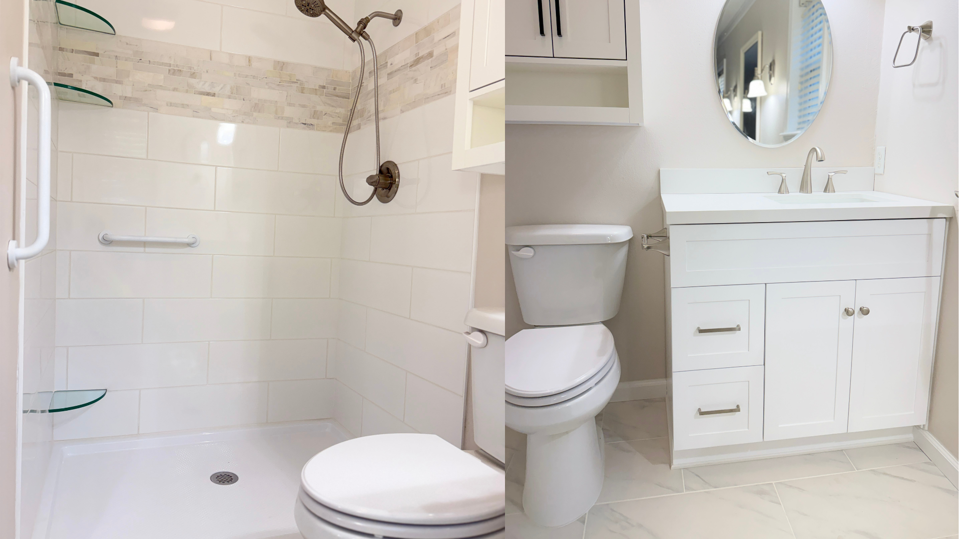 Tile, toilet and vanity