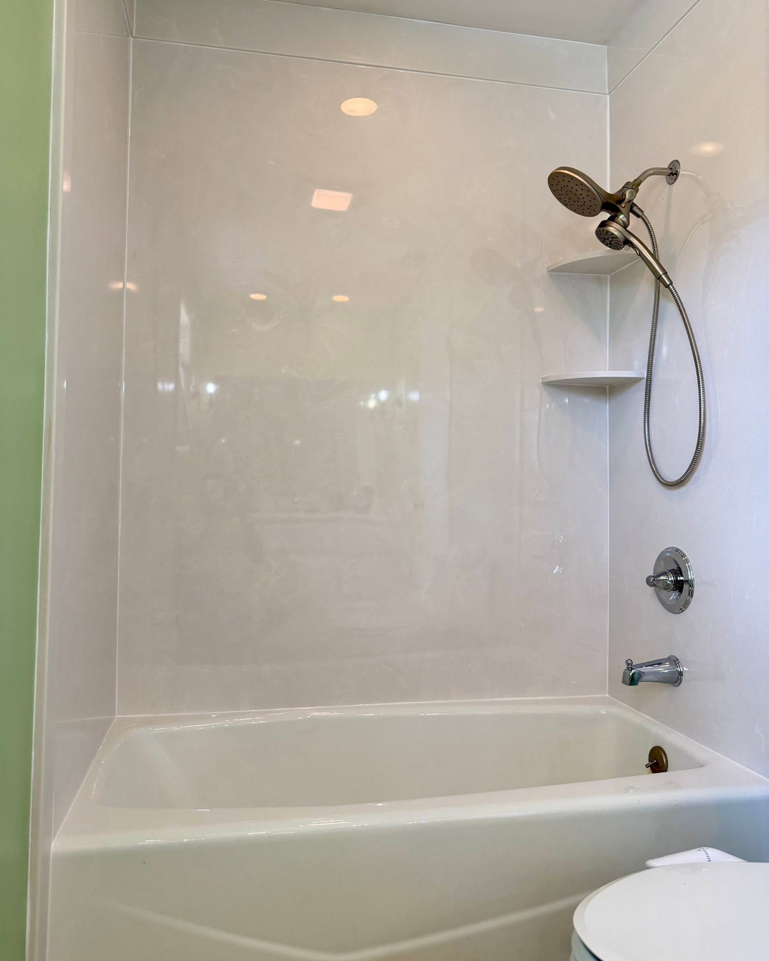 Locally made right here in Fort Smith, this poured marble shower wall system offer a durable, seamless, and beautiful alternative to traditional tile.
