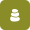 A simplified icon of a stack of three coins or tokens.