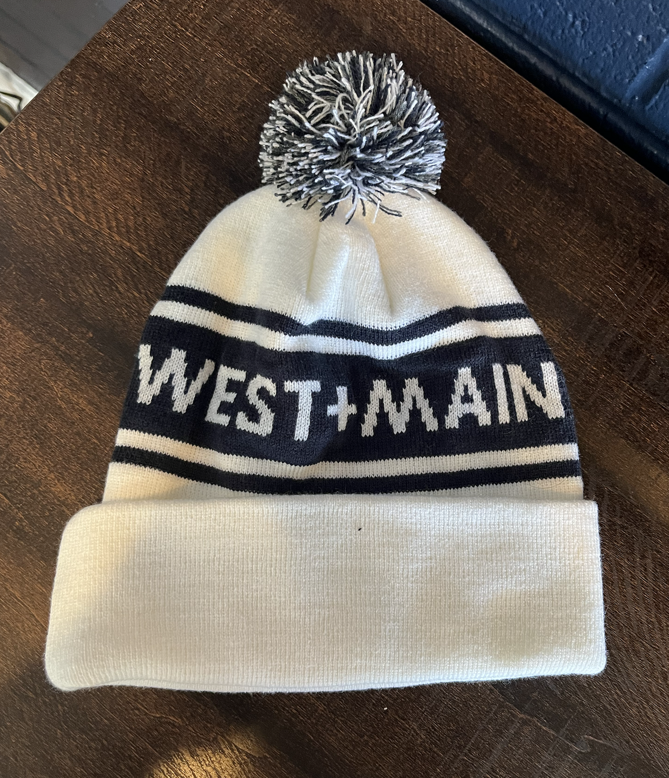 W+M Pom Pom Beanie (Navy/White)
