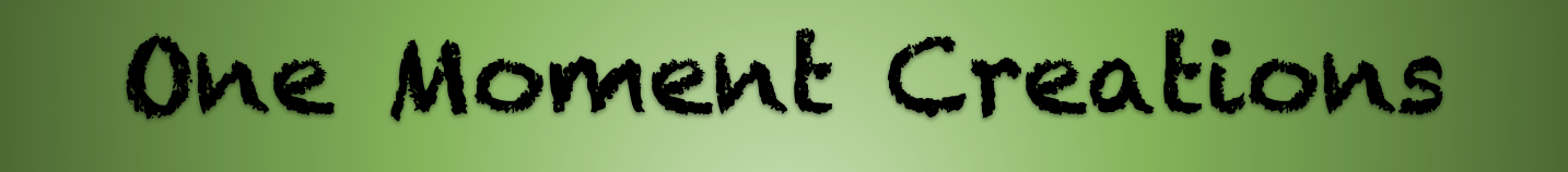 Text reads "One Moment Creations" with a green gradient background.