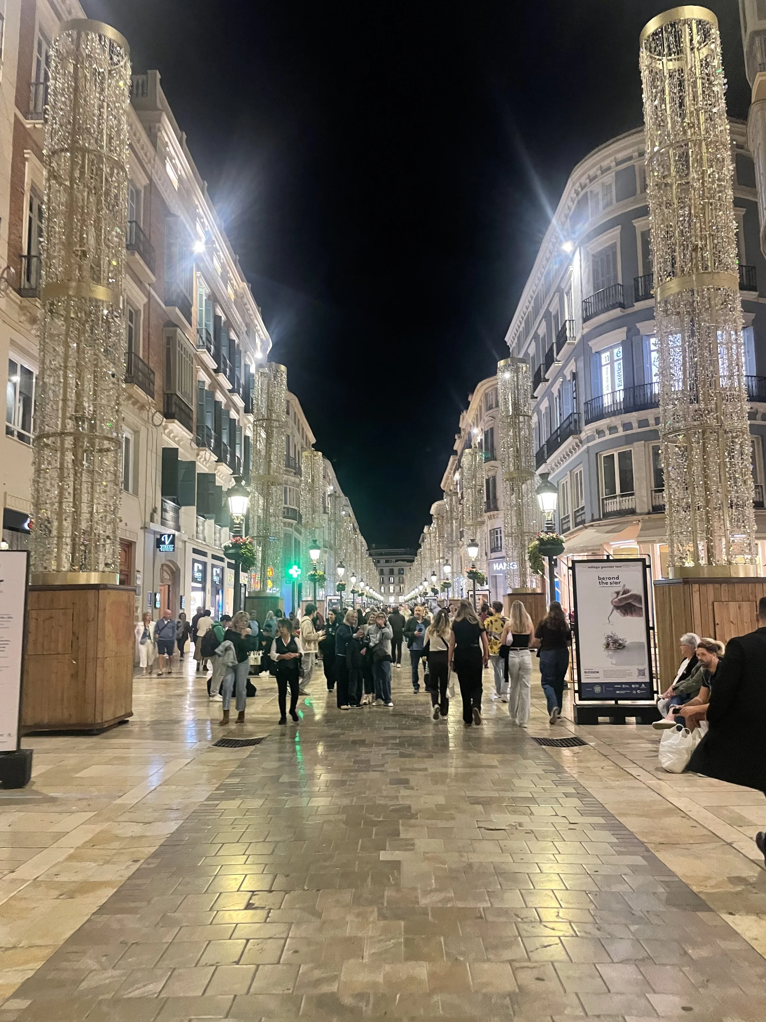 Calle Larios at 9 PM when I arrived