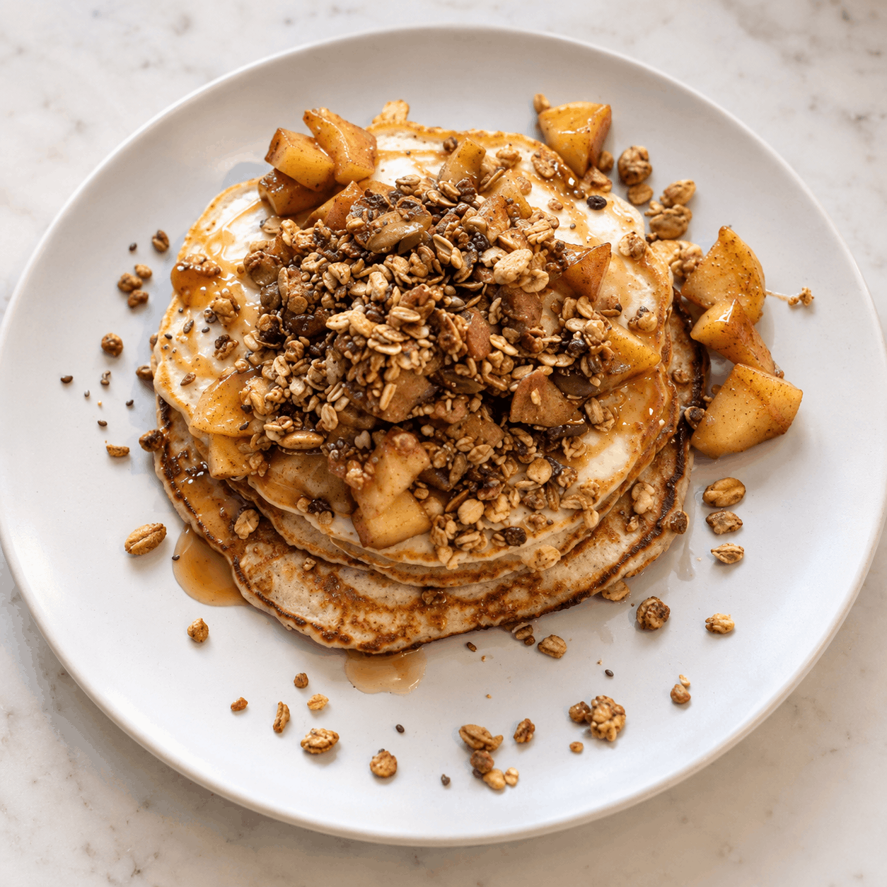 Healthy Apple Crumble Pancakes