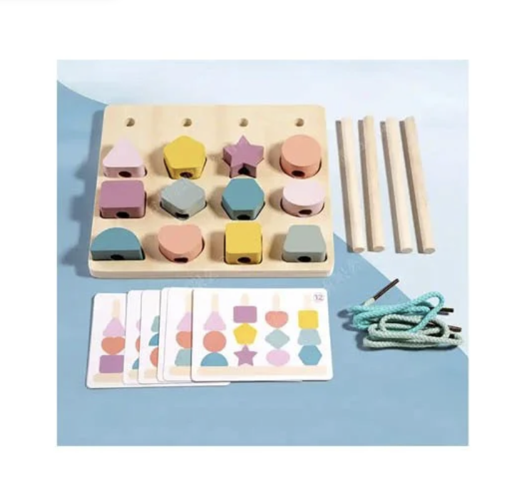 LT Wooden Shape Matching and Lacing Toy Set