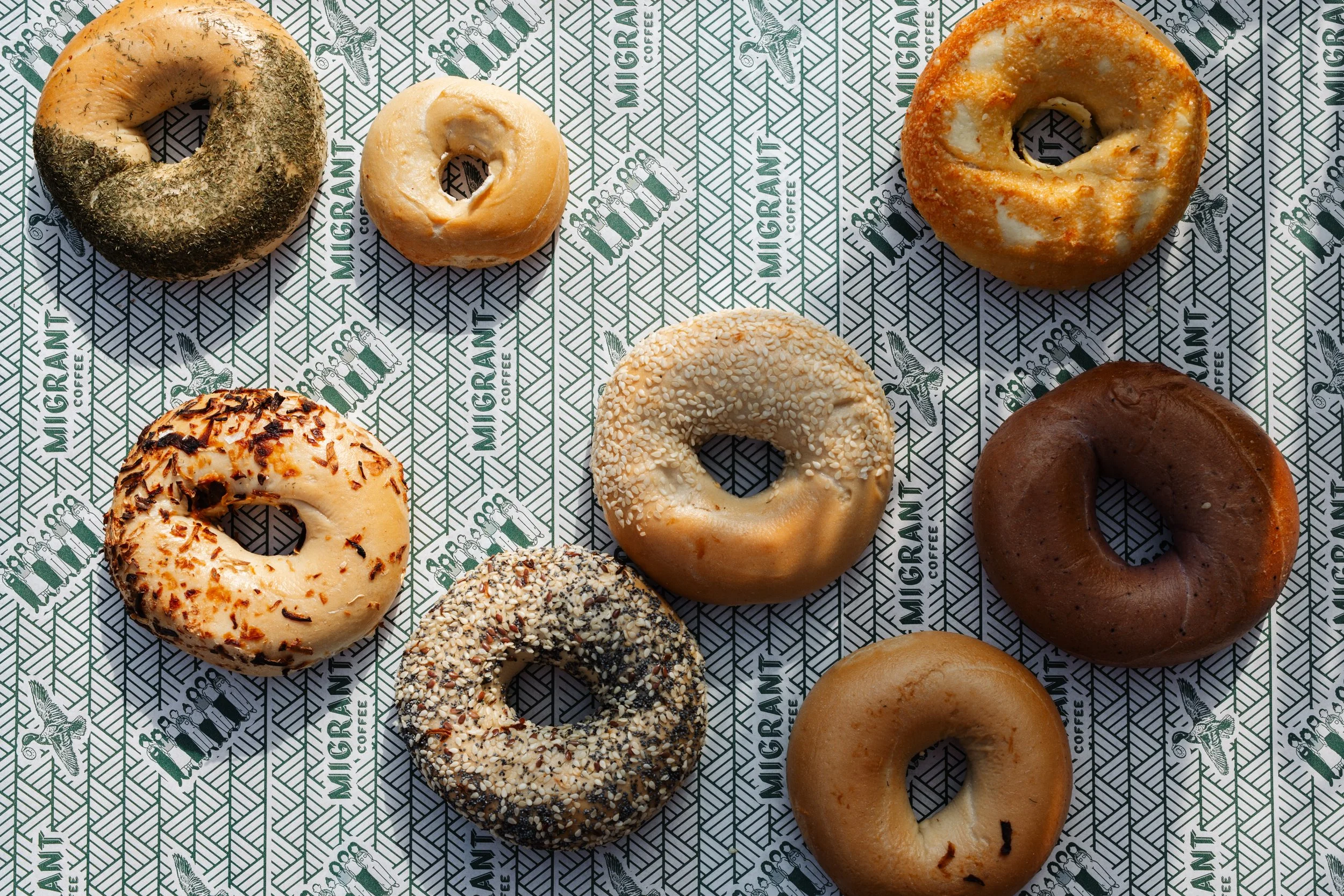 Assortment of bagel flavours at West Footscray