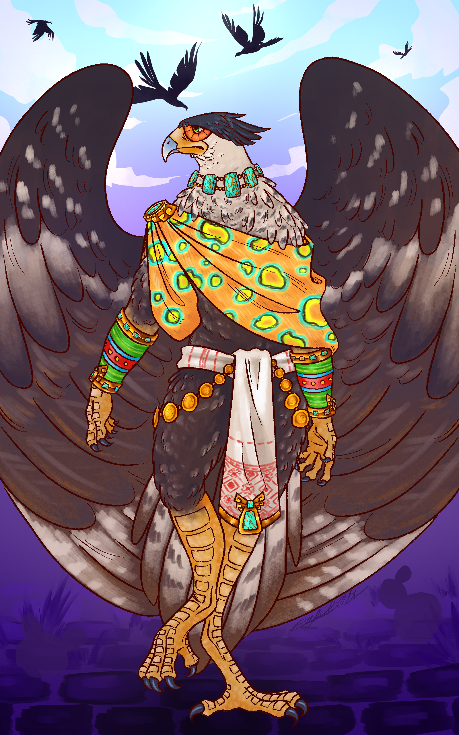 Inspired by Aztec mythology, this is a Eagle Warrior dressed for a day out. 
