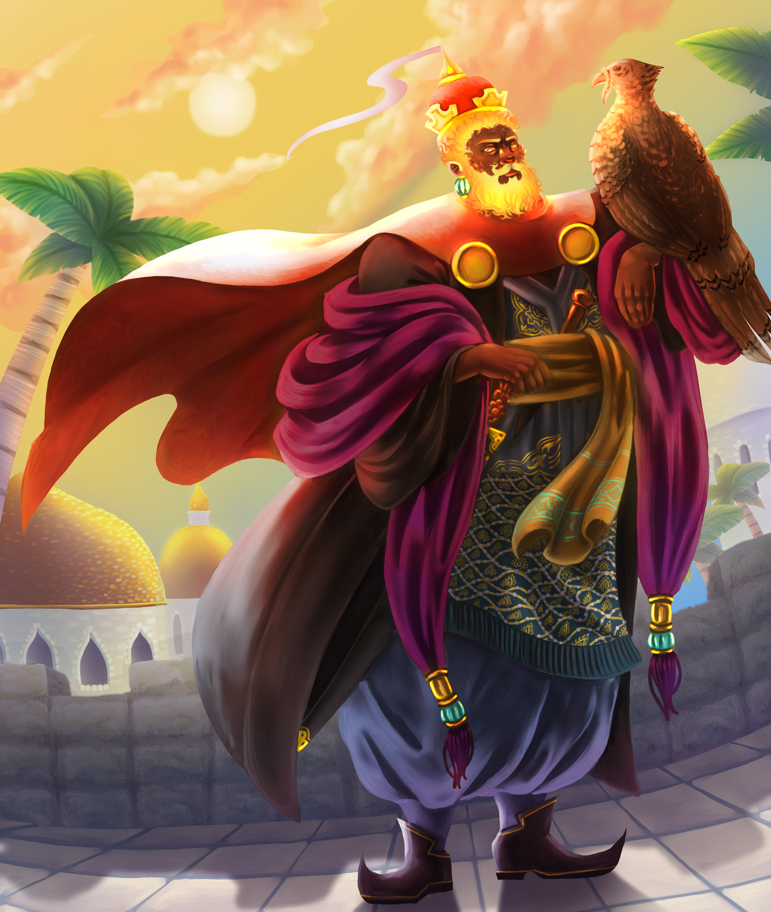 A Persian inspired Genasi whose flame burns as bright as his beard. 