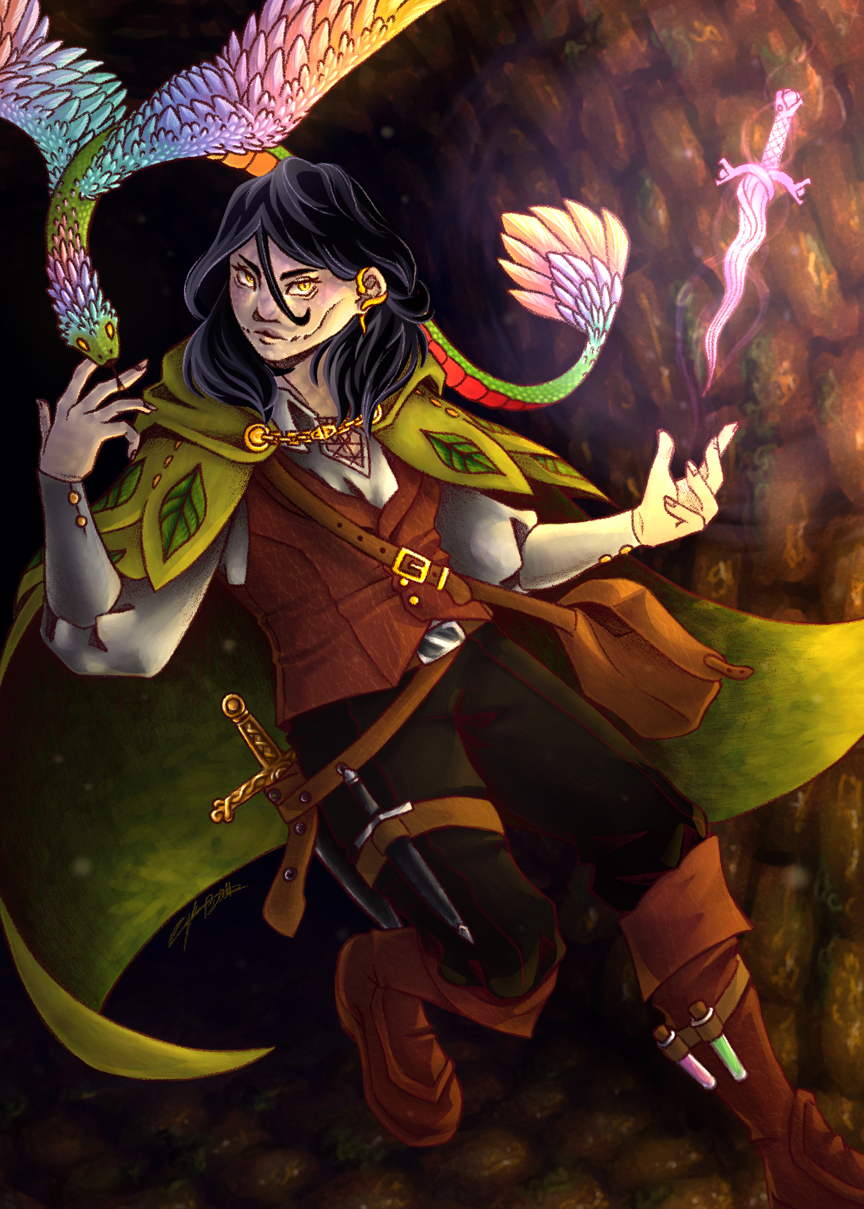 A commission for a Dungeons and Dragons character. A Yuan ti rouge. 