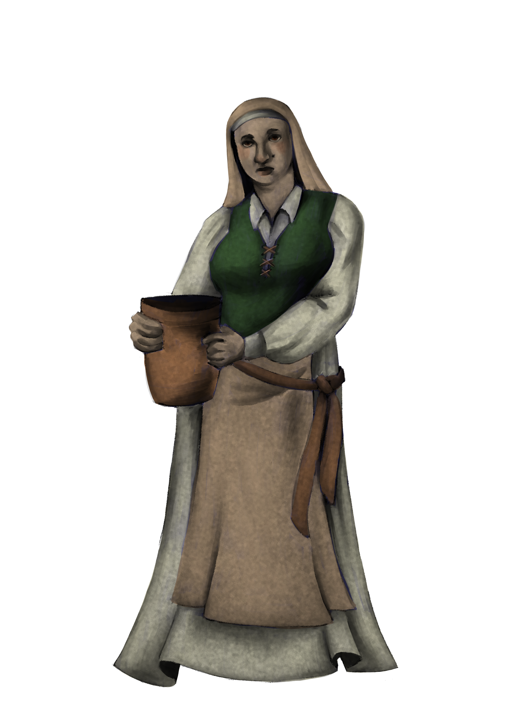 A woman doing her best during the dark times that loom over the village. 