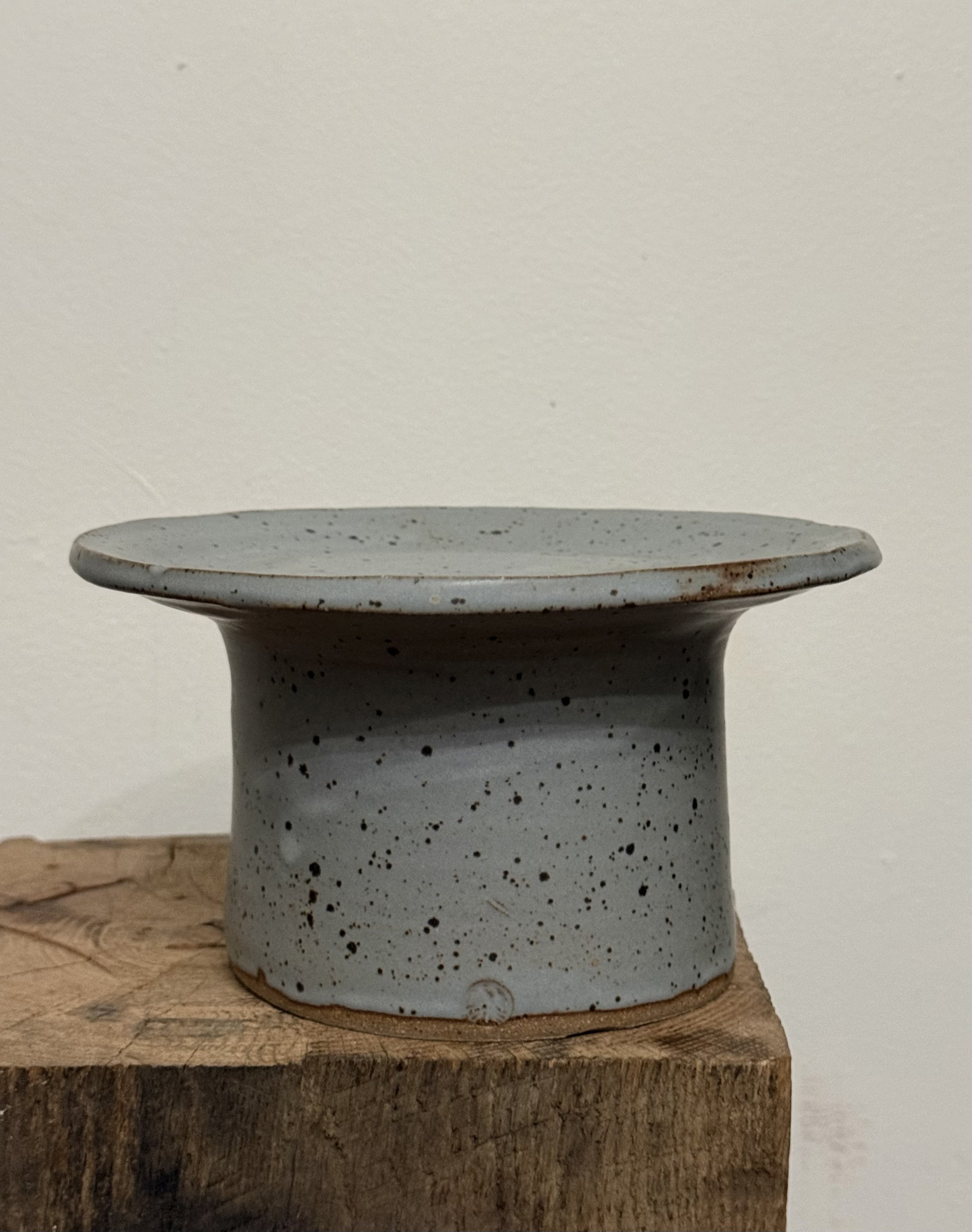 dove-grey speckled pedestal vessel