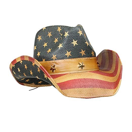 CoreGear tea-stained American flag cowboy hat with stars and stripes.