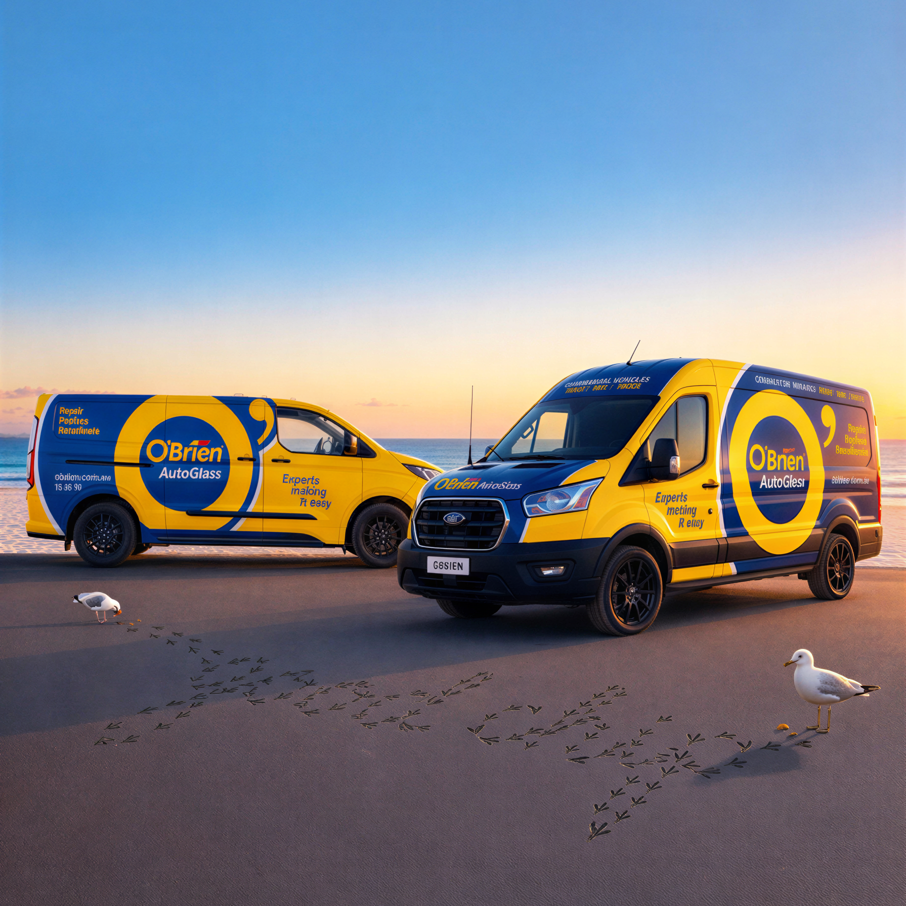billboard on wheels
Strong colour blocking, larger branding, cleaner copy and an oversized O’ gave the fleet a clearer presence on the road. The design needed to read quickly and remain unmistakably O’Brien.

I developed a consistent system that coul