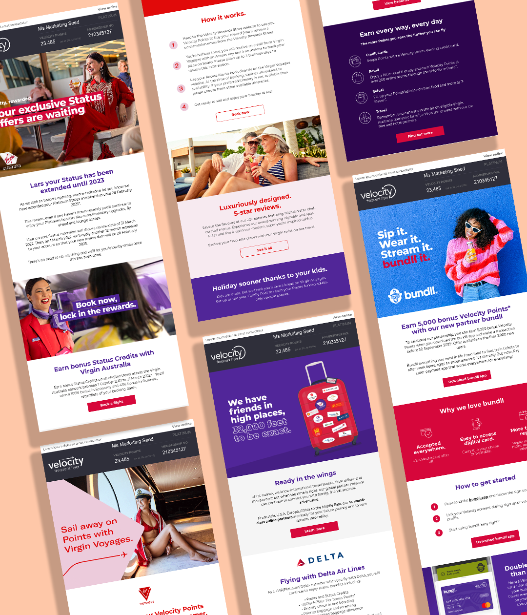 Over my 7 years at Velocity I worked on hundreds of partnerships and program benefits across multiple channels and dynamic content so we could target specific markets.
