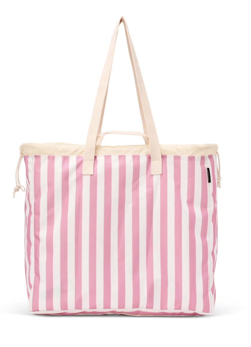 Pink Cabana Stripe Mahjong Travel Bag