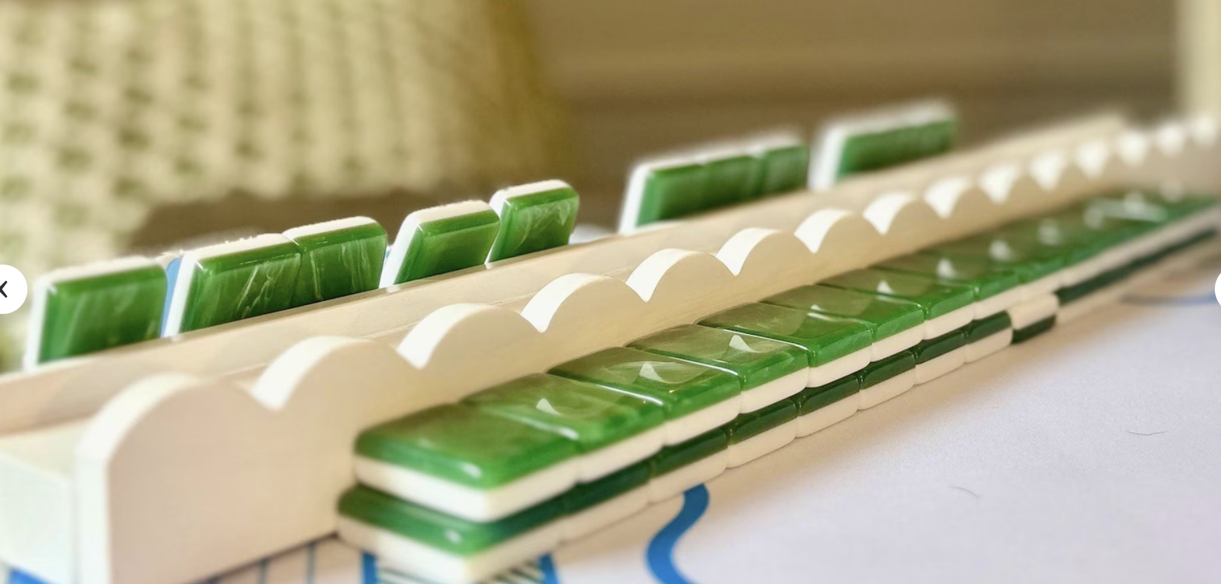 White  Scalloped Mahjong Racks & Pushers