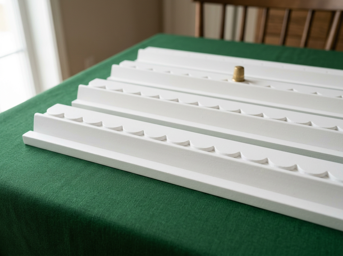 White Scalloped Mahjong Racks & Pusher Set