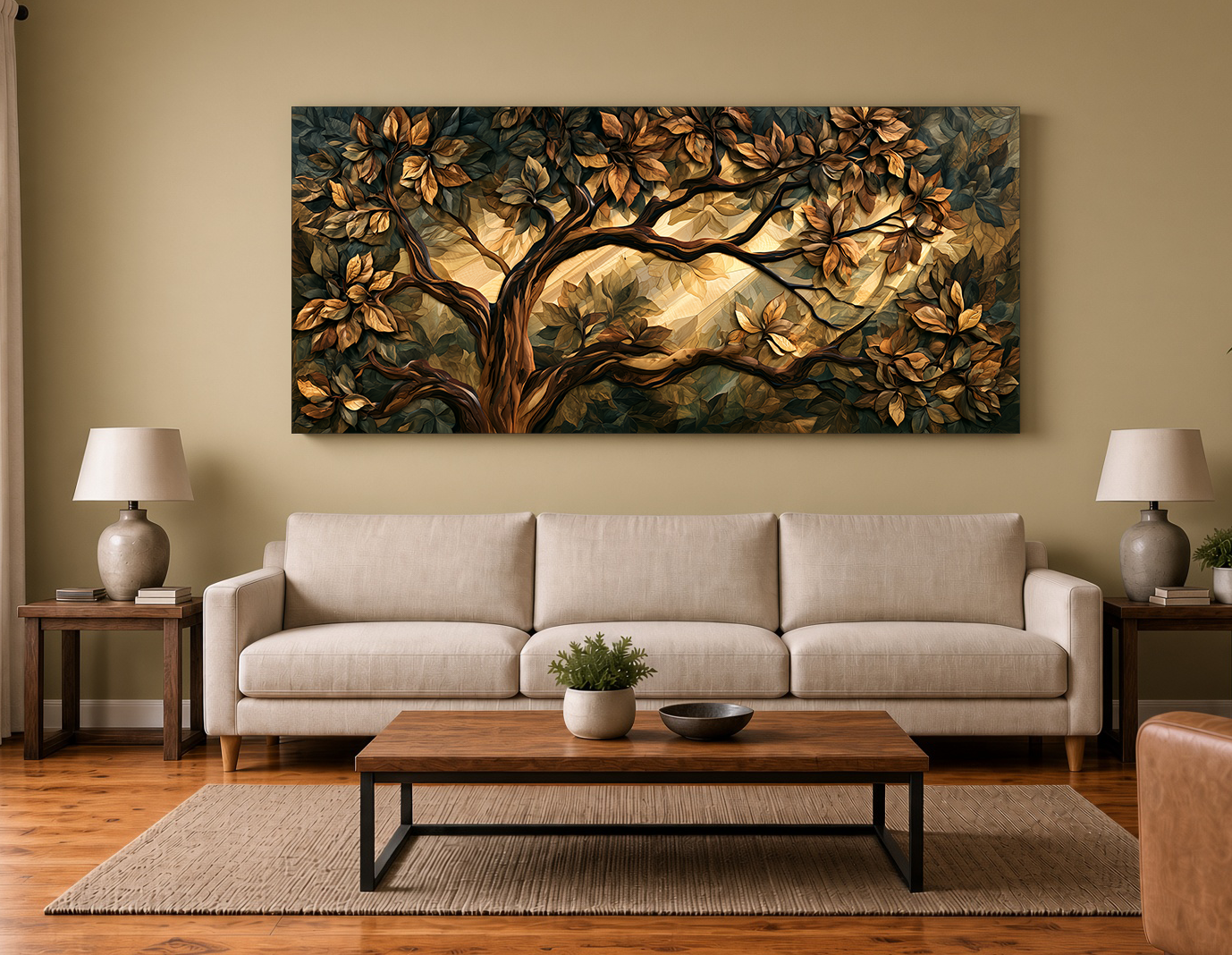 Gilded Oak Boughs & Mosaic Light Fine Art Print