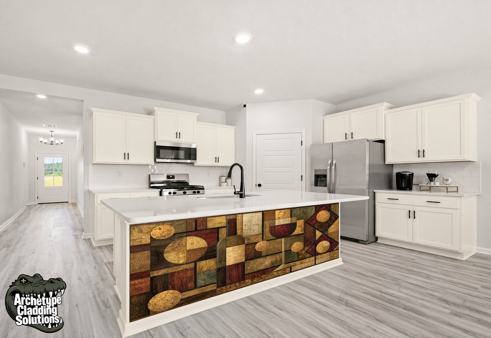 Vintage Cork & Wine Mosaic – Architectural Kitchen Island Cladding