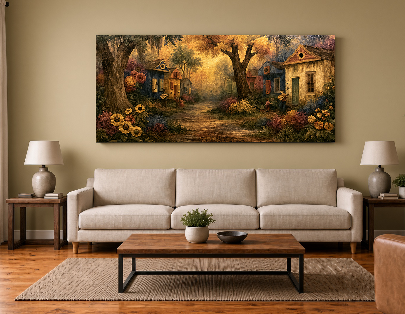 Painterly Wood Intarsia Fantasy Cottage Fine Art Print