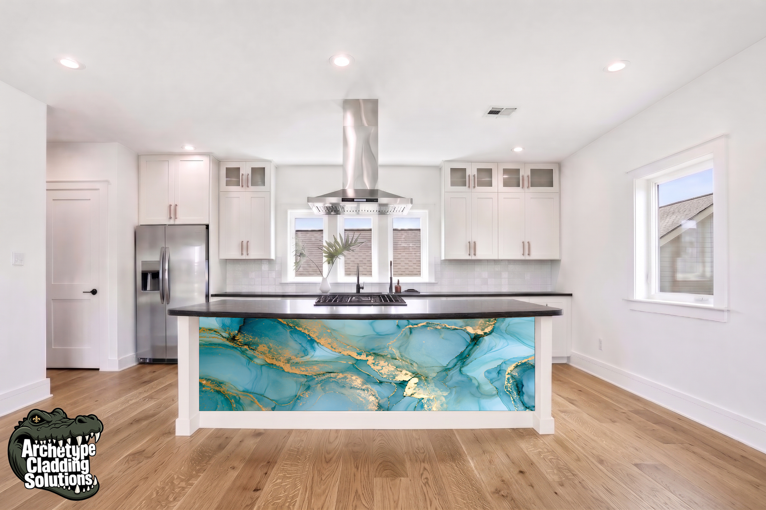 Azure Gold Ink – Architectural Kitchen Island Cladding