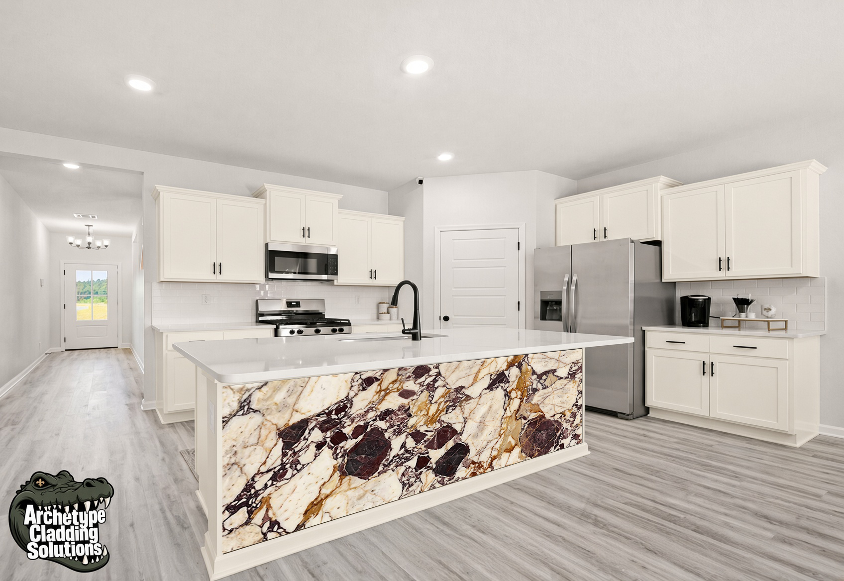 Calacatta Viola Breccia – Architectural Kitchen Island Cladding
