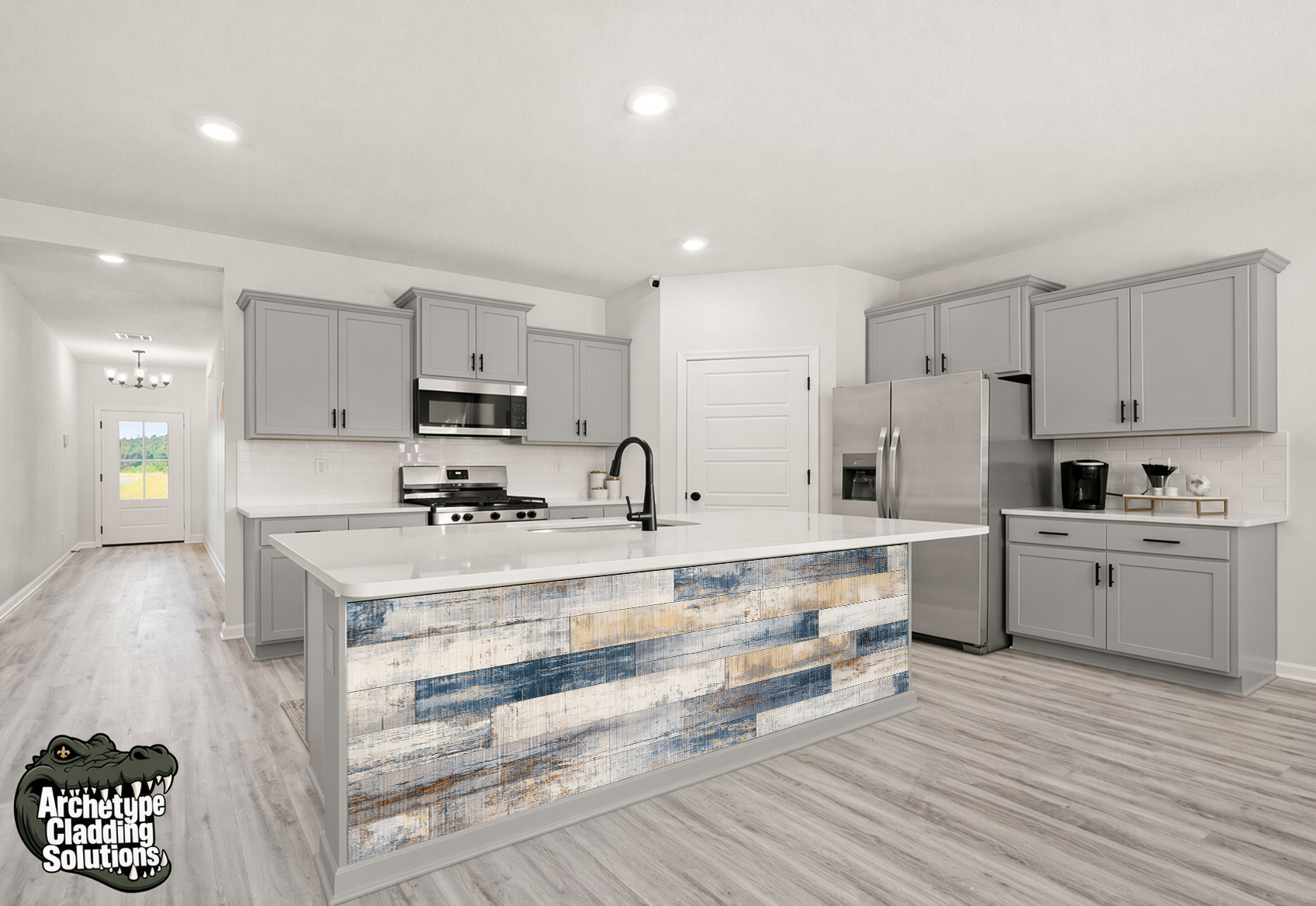 Slate Blue & Ochre Distressed Texture III – Architectural Cladding Panels